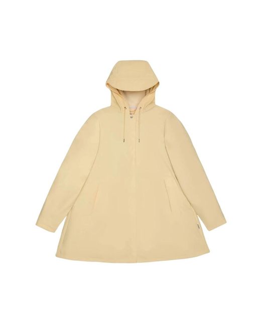 Rains Jassen ,Polyester A-Lijn Trapezium Jas Met Capuchon in het Natural