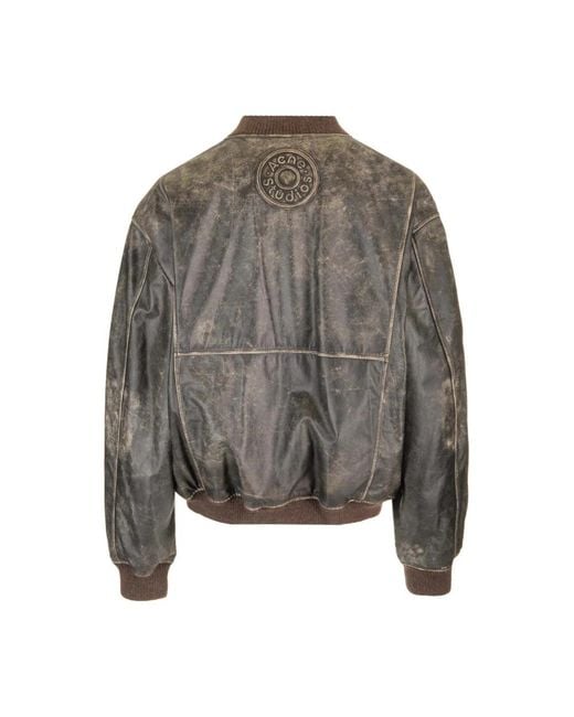 Acne Gray Leather Jackets for men