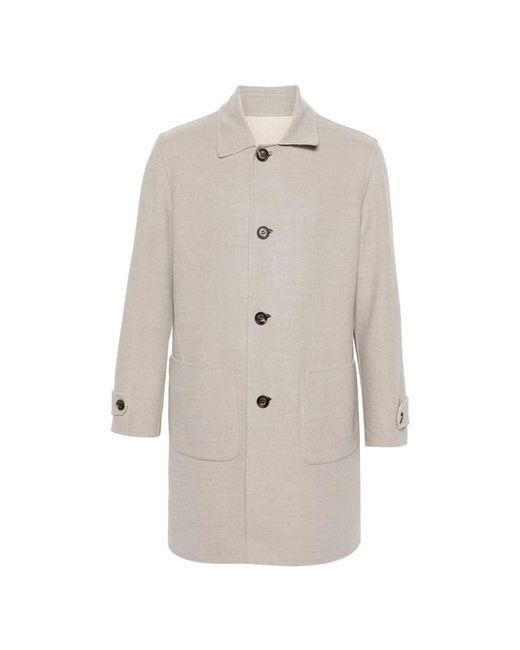 Single-Breasted Coats di Eleventy in Natural da Uomo