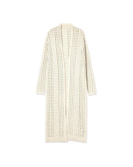 Oltre Maxi Openwork Lurex Cardigan in het White
