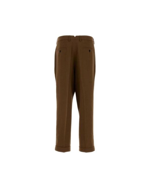AMI Broeken ,Bruin ,Pleated Wool Broeken in het Brown voor heren