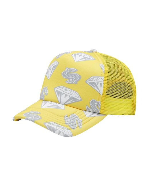Billionaire Accessoires ,Geel ,Diamanten & Dollars Trucker Cap in het Yellow voor heren