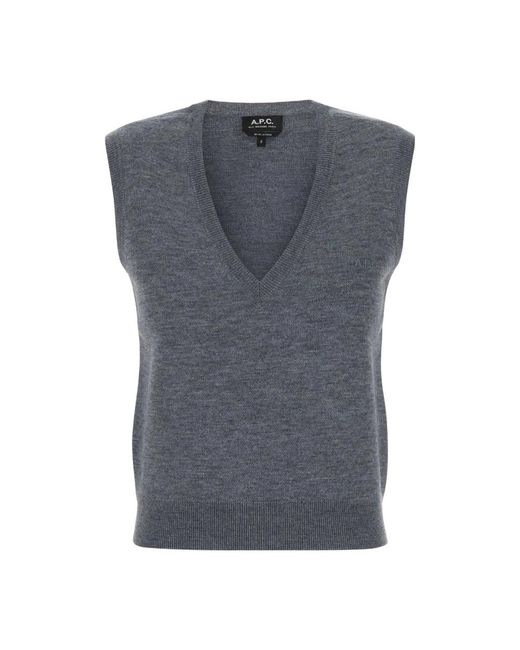 A.P.C. Gray V-Neck Knitwear