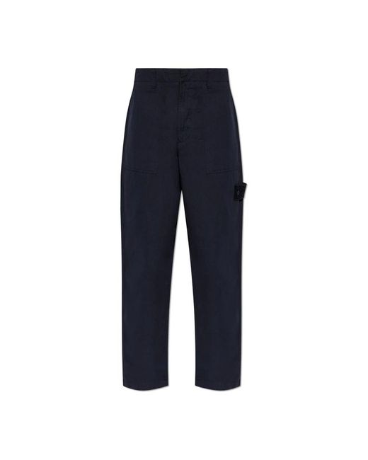 Stone Island Blue Wide Trousers for men