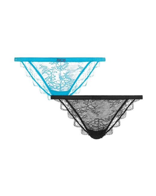 John Richmond Ondergoed ,Veelkleurig ,Geborduurde Kanten Bikinislip in het Blue