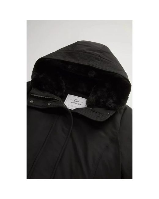 Woolrich Jassen ,Zwart ,Katoen Boulder Faux Fur Parka in het Black