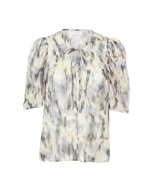 Kaffe Multicolor Elegante Graue Grafik Blur Bluse