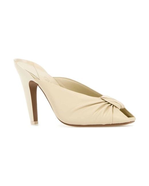 Chloé White Heeled Mules