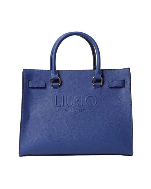 Liu Jo Blue Blaue Strukturierte Tote Tasche Mit Geprägtem Logo