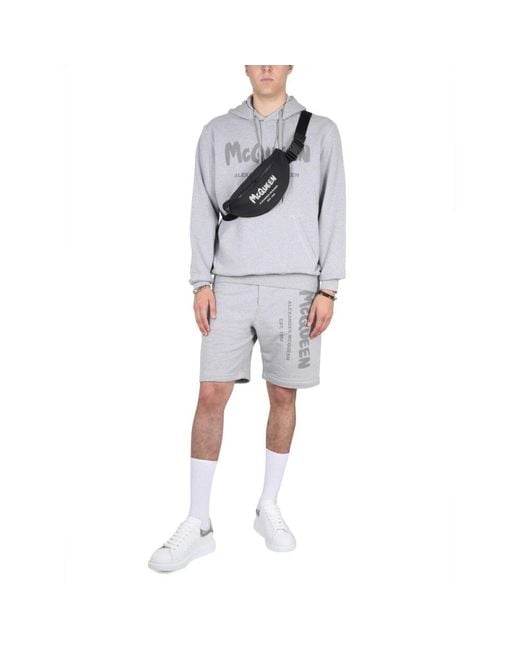 Alexander McQueen Graffiti logo print kapuzenpullover in Blue für Herren