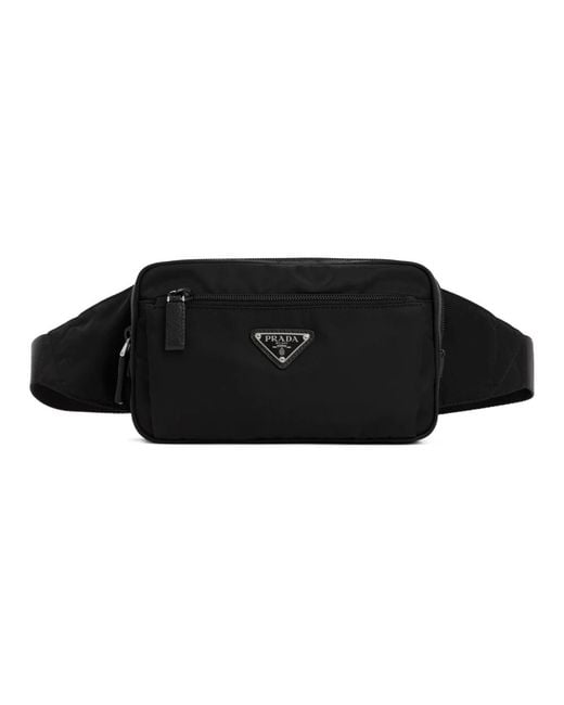 Prada Schwarze Re-Nylon Und Saffiano Gürteltasche in Black für Herren