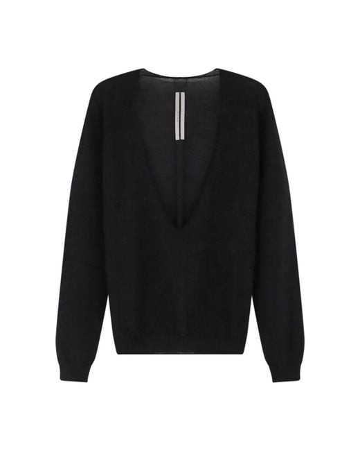 Rick Owens Black V-Neck Knitwear