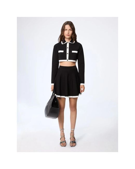 Nina Ricci Truien & Vesten ,Zwart ,Katoen Cropped Gebreid Vest in het Black