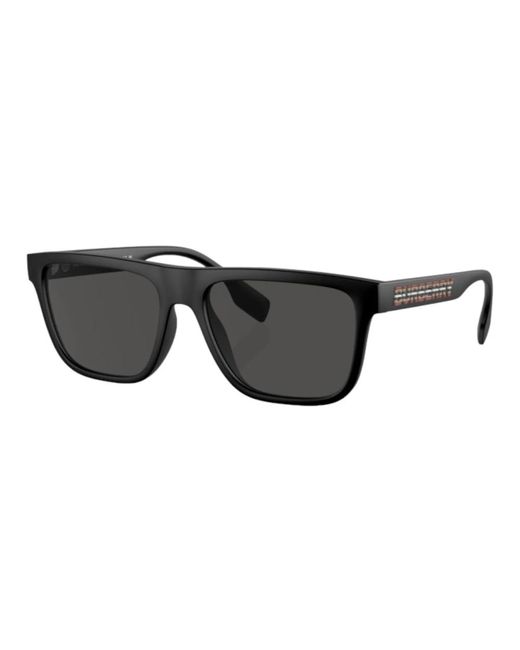 Burberry Black Stilvolle rechteckige sonnenbrille dunkelgrau