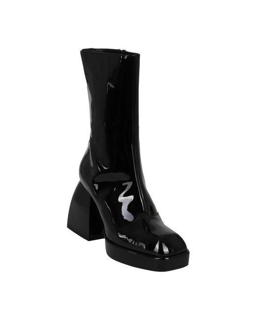 NODALETO Black Heeled Boots