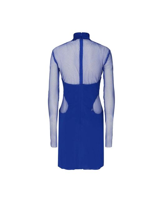 Tom Ford Blue High Neck Mesh Mini Dress