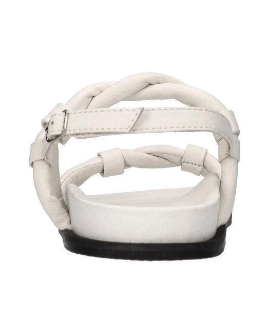 Elena Iachi White Flat Sandals