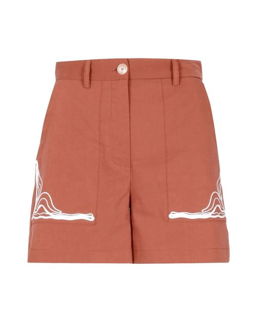 Shorts in viscosa ricamati di Erika Cavallini Semi Couture in Orange