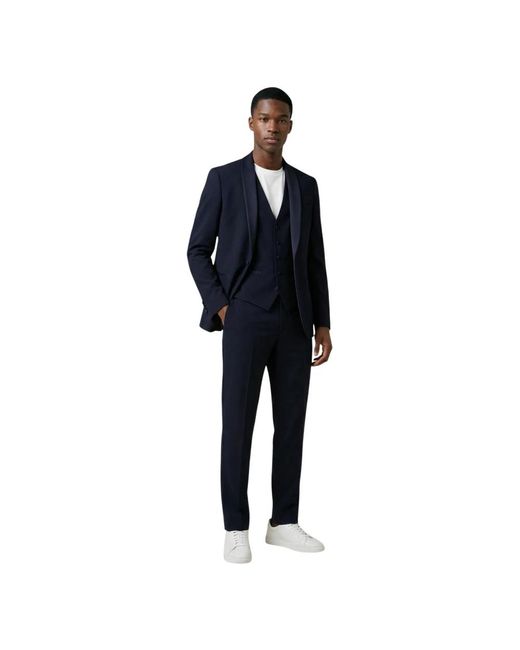 MULISH Blue Single Breasted Suits for men
