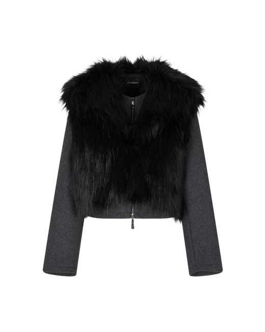 Emporio Armani Grijze Faux-Fur Ritsjas Lange Mouwen in het Black