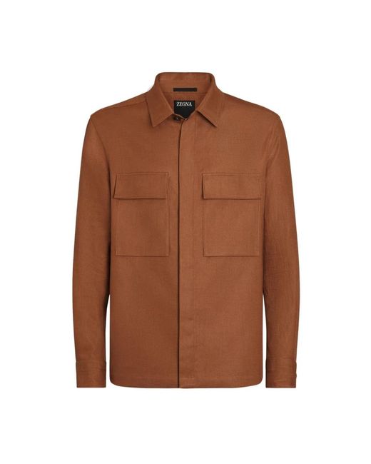 Zegna Brown Casual Shirts for men