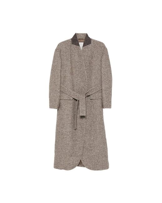 Belted Coats Brunello Cucinelli de color Brown