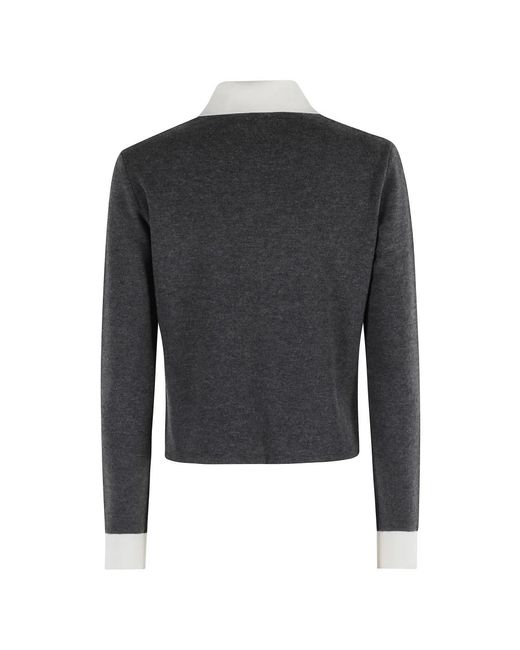 Self-Portrait Truien & Vesten ,Grijs ,Katoen Contrast Kraag Cardigan in het Gray