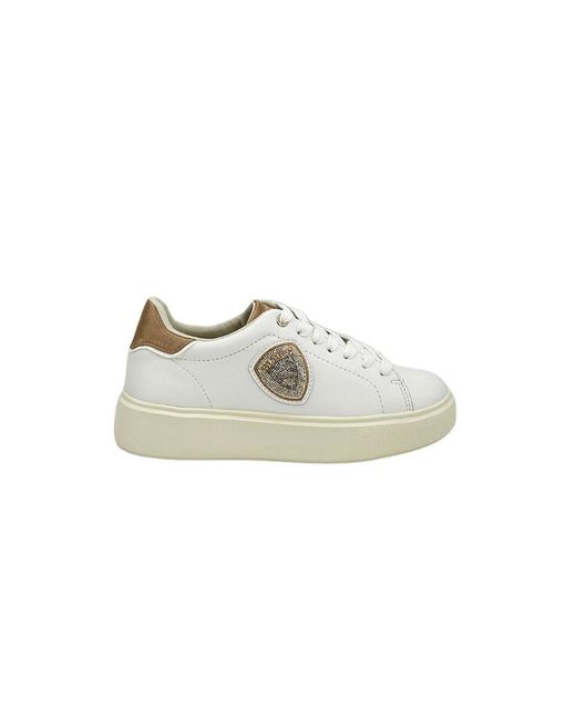 Blauer Schoenen ,Wit ,Witte Venus Sneakers Met Strass Detail in het White