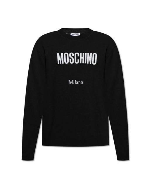 Moschino Black Round-Neck Knitwear for men
