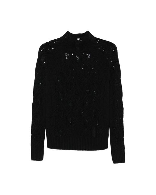 Ermanno Scervino Zwarte Gebreide Trui Met Hoge Hals in het Black