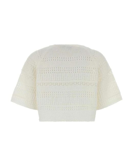 Weekend by Maxmara White Round-Neck Knitwear