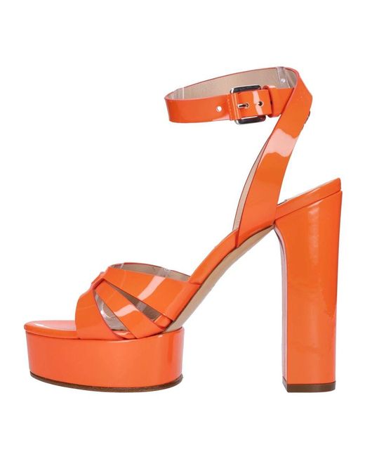 Casadei Orange Sandalen Aus Lackleder