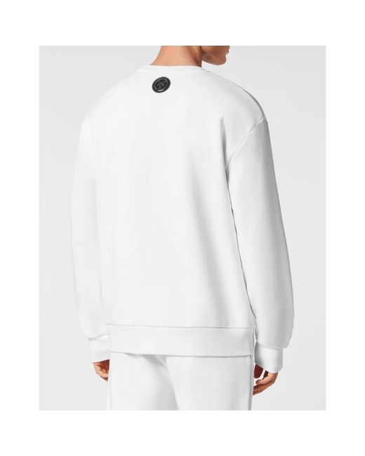 Philipp Plein Fitness ,Wit ,Katoen Sweatshirt Ls Carbon Tiger in het Blue voor heren