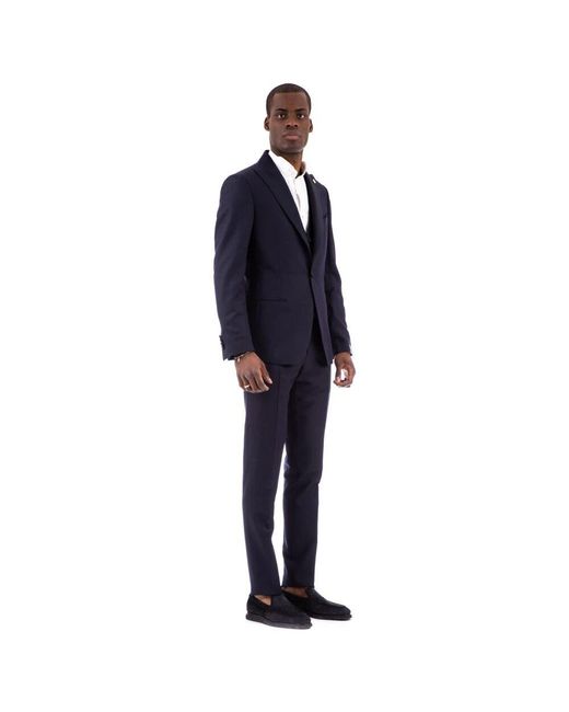 Lardini Blaues zeremonienkleid mit kontrastierenden revers und gefütterten knöpfen in Blue für Herren