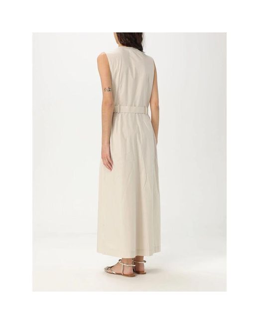 Woolrich Natural Gürtel Langes Kleid