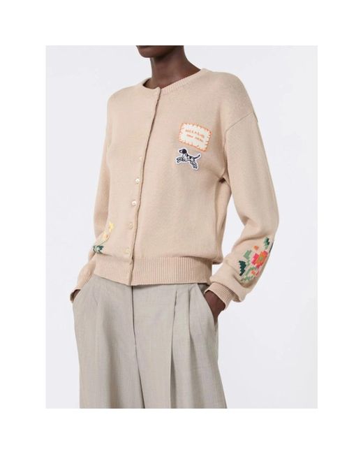 Weekend by Maxmara Mandorla Intarsio Fiori E Ricamo Patch in het Natural