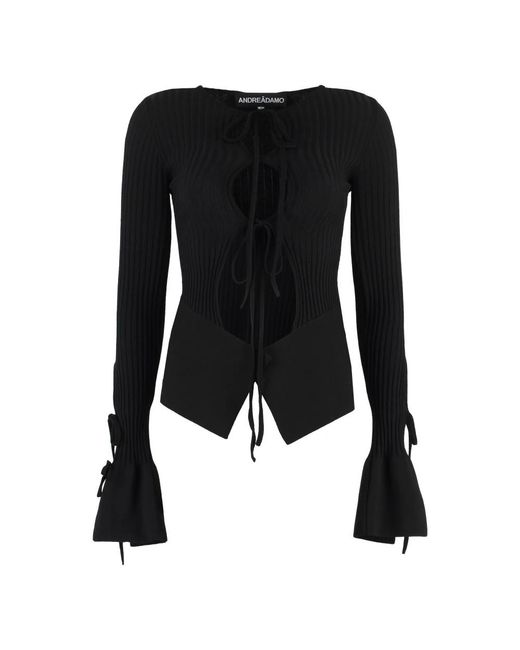ANDREA ADAMO Black Long Sleeve T-Shirts
