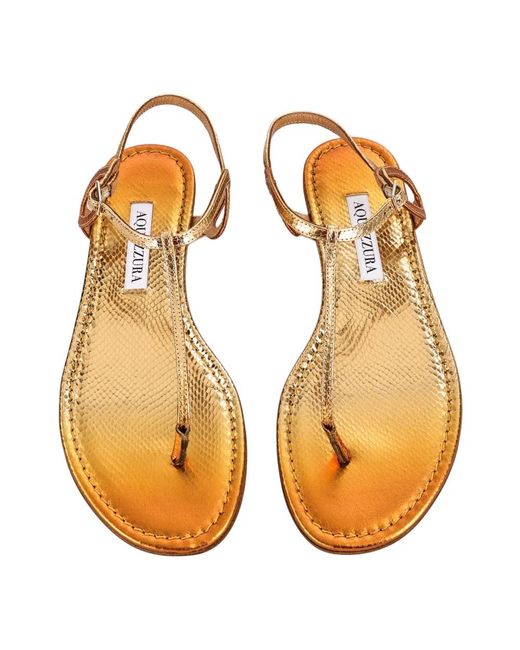 Shoes > sandals > flat sandals Aquazzura en coloris Metallic
