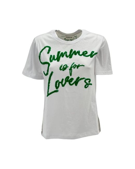 P.A.R.O.S.H. Tops ,Wit ,Pailletten T-Shirt Met Pailletten in het Gray