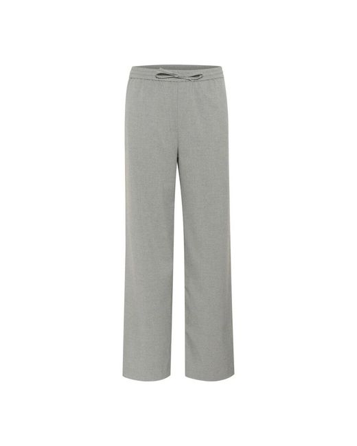 Part Two Gray Elastische Taille Weite Beinhosen