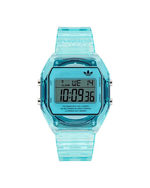 Adidas Blue Digital Two Crystal Watch Aost24065 Resin