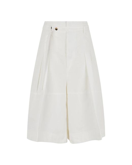 Bottega Veneta White Long Shorts