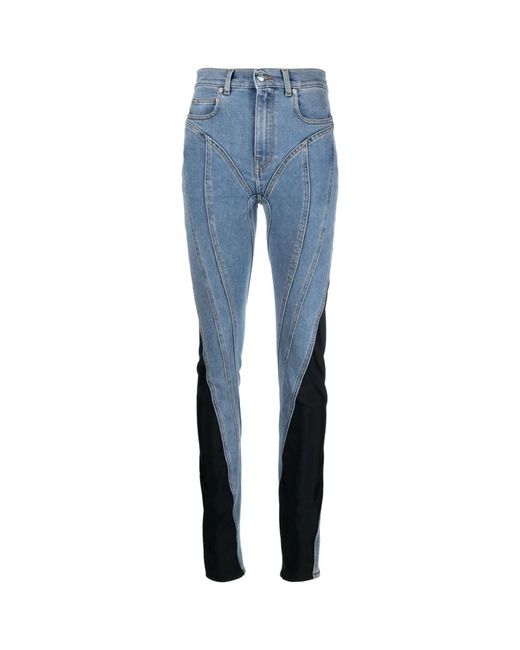 Jeans slim-fit di Mugler in Blue