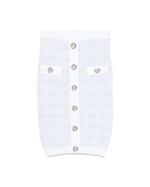 Balmain Midi-Rok Met Knopen in het White