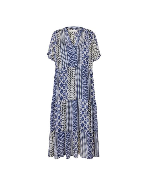 Lolly's Laundry Blue Blaues Midi-Kleid Femininer Klassiker