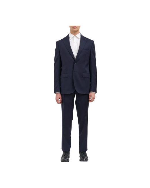 Paoloni Blue Single Breasted Suits for men
