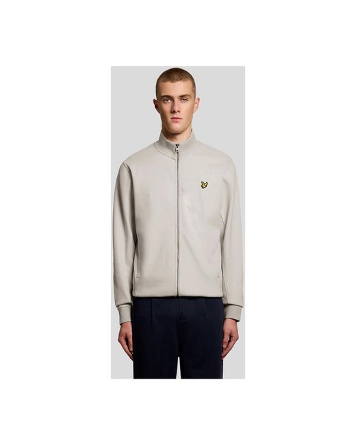 Lyle & Scott Hoodies & Sweatvesten ,Roze ,Pique Zip Through Sweatshirt in het White voor heren