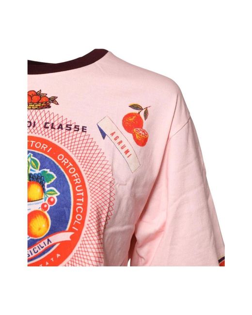 Dolce & Gabbana Pink Rosa Logo Print Baumwoll-Cropped-Top
