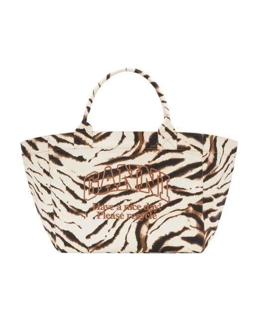Ganni Metallic Shopping Bags