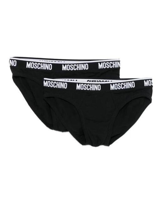 Moschino Ondergoed ,Zwart ,Katoen Slip Brief Bi-Pack in het Black voor heren